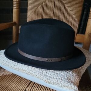 Scala Classico, black wool fedora hat, size L